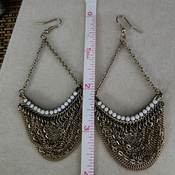 Gold Statement Multi Chain Chandelier Earrings - Picture 5 of 10